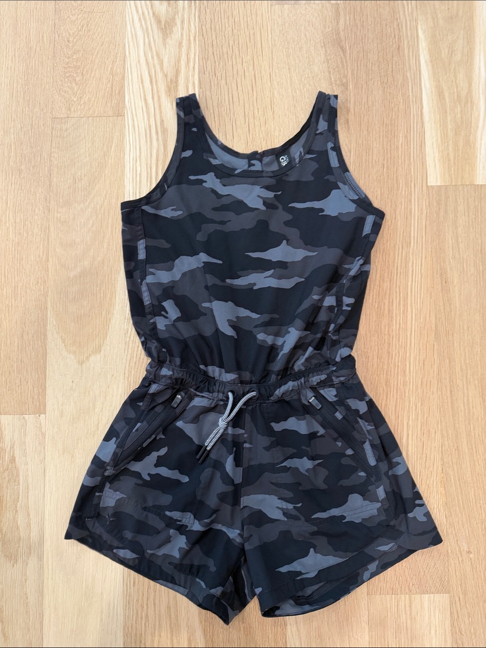 Athleta Black & Gray Camo Girls' Athletic Romper